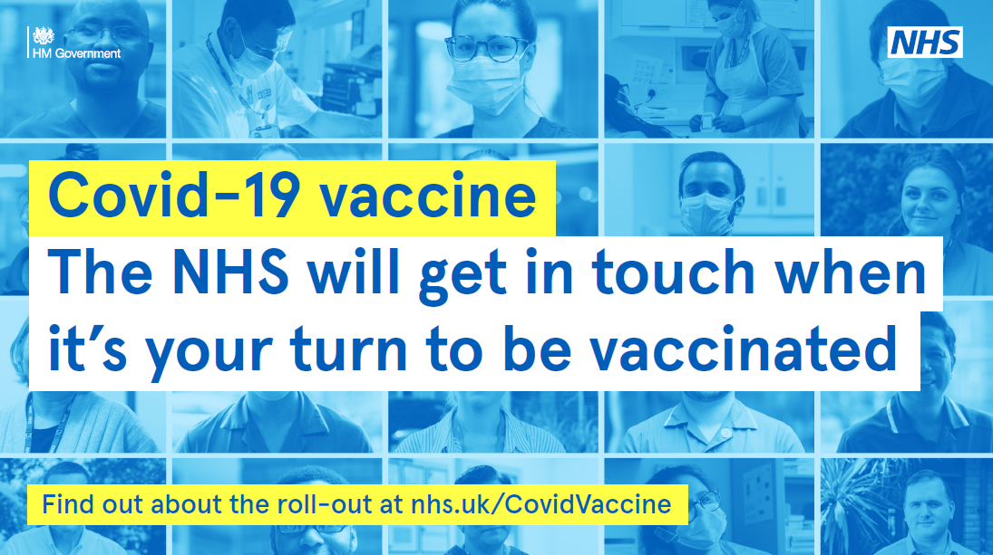 Covid-19 vaccine. The NHS will get in touch when it